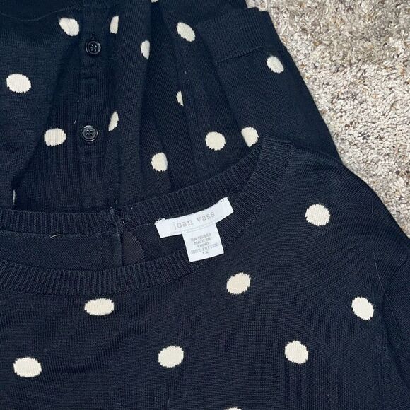 Joan Vass Classic Polka Dot Crewneck Button Back Sweater Size 1X - Picture 5 of 6